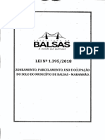 Lei N2 1.395/2018: Zoneamento, Parcelamento, Uso E Ocupação