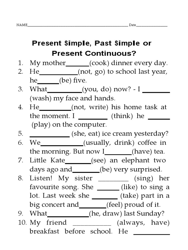 Simple Present and Past Exercises | PDF