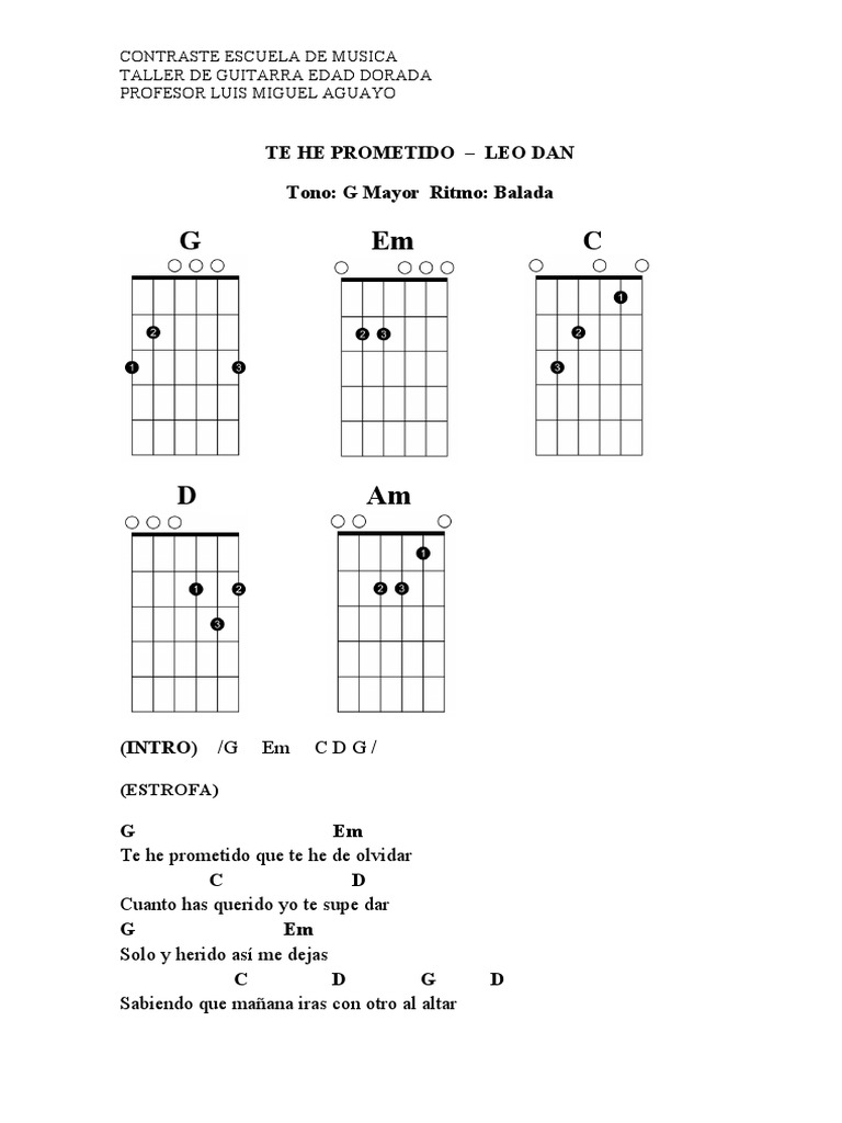 G em c te he prometido leo dan tono g mayor ritmo balada pdf