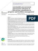 A Sustainable Procurement Approach For Selection of Construction Consultants in Property and Facilities Management