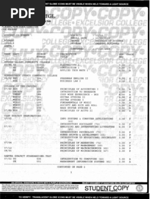 Excelsior College Transcript | PDF | Graduate Record Examinations | Test  (Assessment)