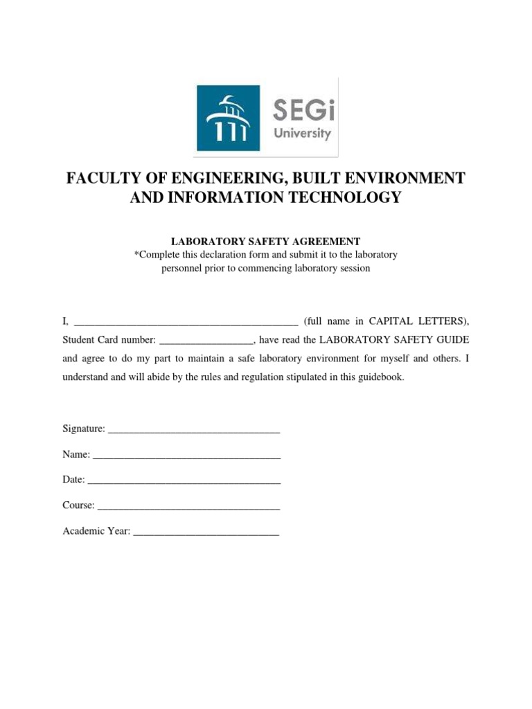 Laboratory Safety Agreement | PDF