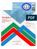 Content and Contextual Analysis of Selected Primary Sources: Instructor Email Address: Contact Number: 09208367193