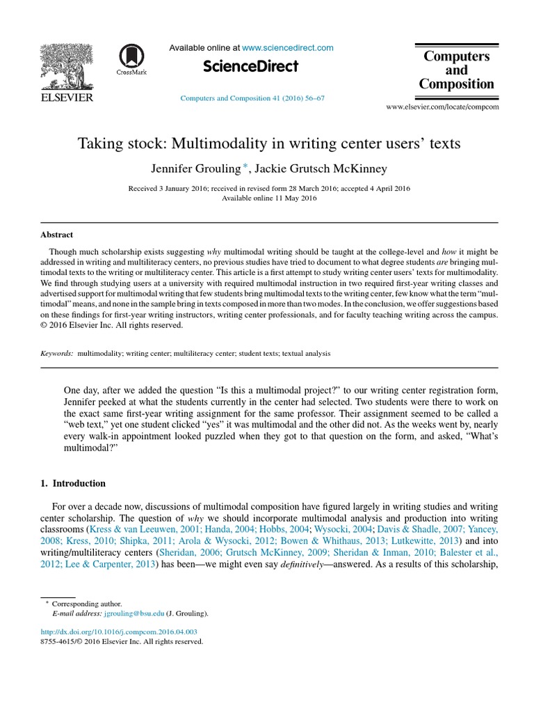 Taking Stock Multimodality in Writing | PDF | Linguistics | Writing