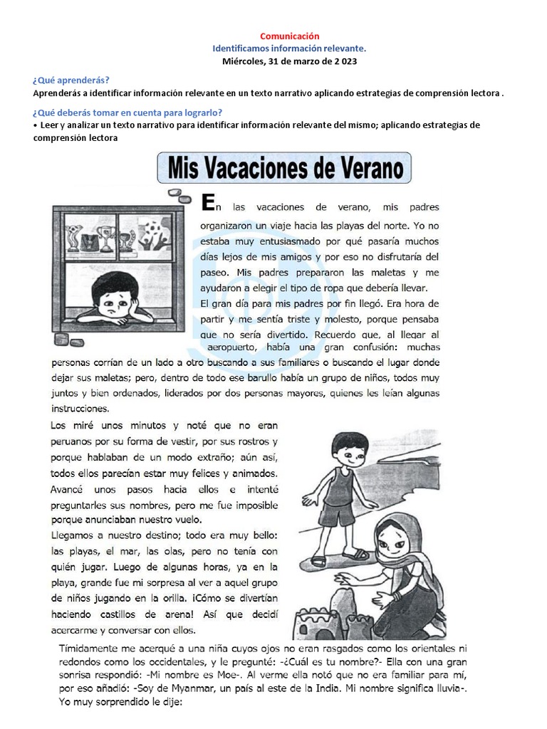 Texto Mis Vacaciones Pdf