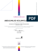 Abdulmajid Kolawole Yusuf: Certificate of Achievement