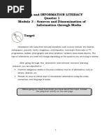 Media and Information Literacy Quarter 1 Module 3 - Sources and Dissemination of Information Through Media Target