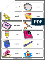 Classroom Objects Vocabulary Esl Printable Dominoes Game For Kids