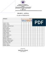 Attendance Grade 8aguila - Sy2022 2023