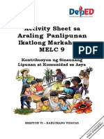 Activity Sheet Sa Araling Panlipunan Ikatlong Markahan - Melc 9