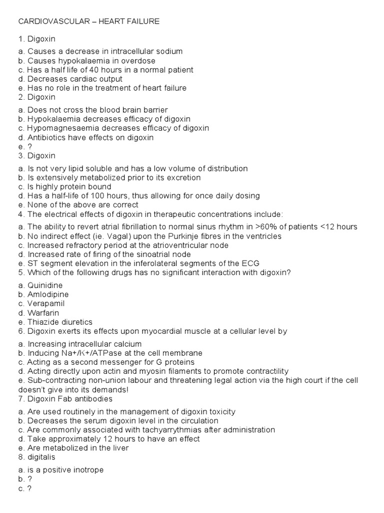 Heart failure mcqs explained pdf medical specialties clinical