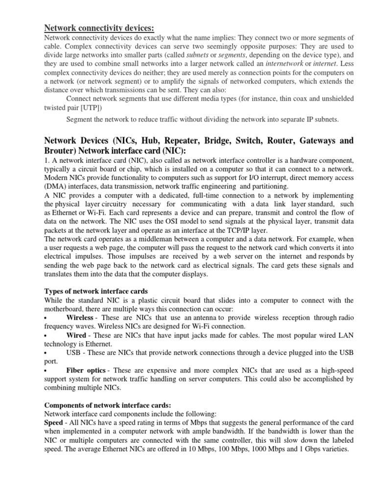 CN Connecting Devices PDF Computer Network Network Interface