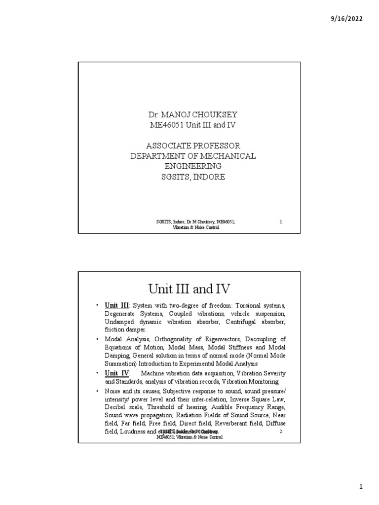Handoutn Study of Noise and Noise Control Short Notes | PDF | Matrix ...