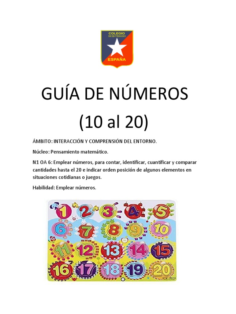 Actividades de Números del 10 al 20 | PDF | Métodos y materiales de ...