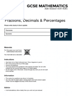 Fractions, Decimals & Percentages Compared