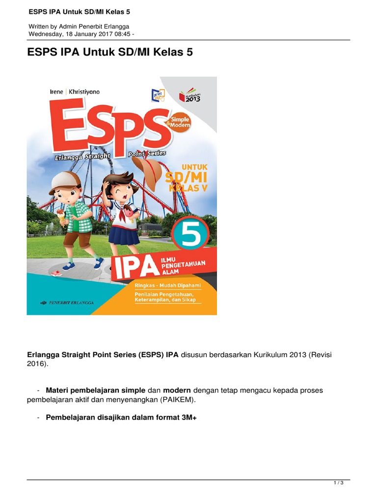 Esps Ipa Untuk Sdmi Kelas 5 | PDF