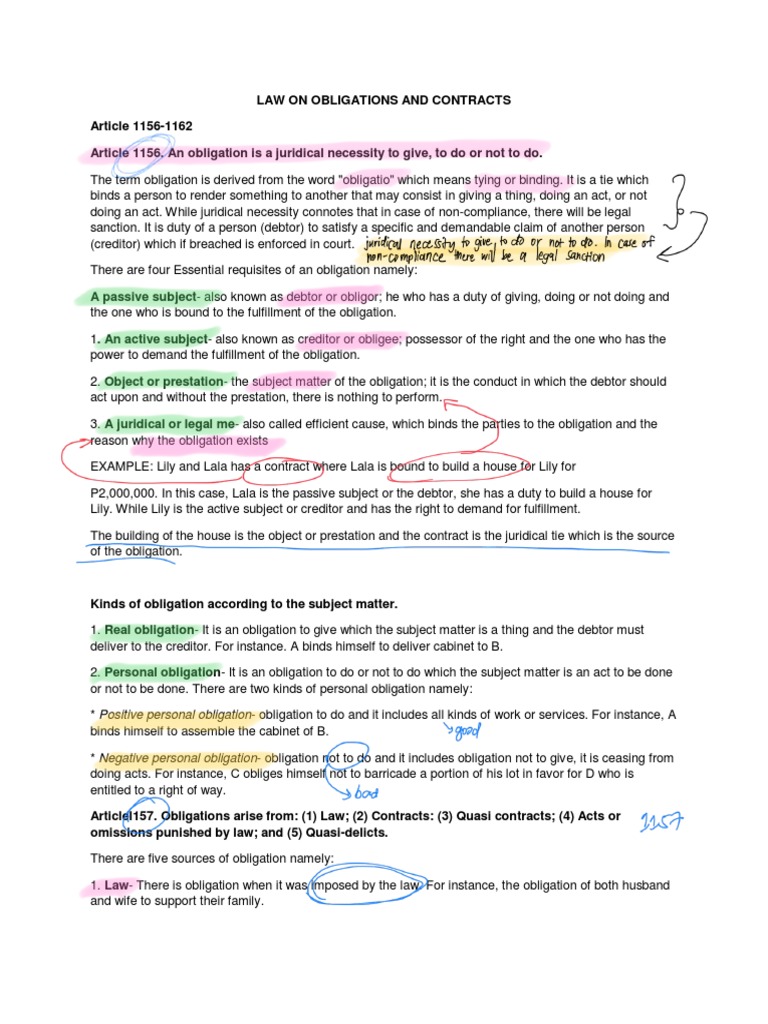 Chapter 1. Obligation | PDF | Law Of Obligations | Legal Liability