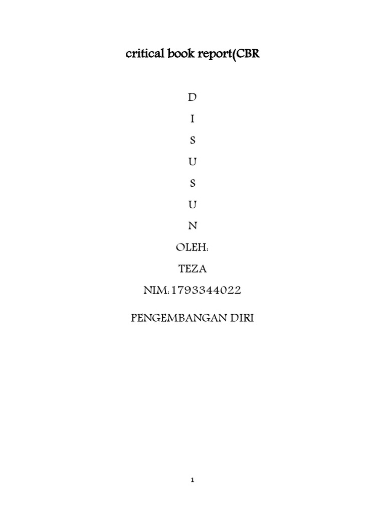 Critical Book Report CBR D I S U S U N Oleh Teza NIM 1793344022 