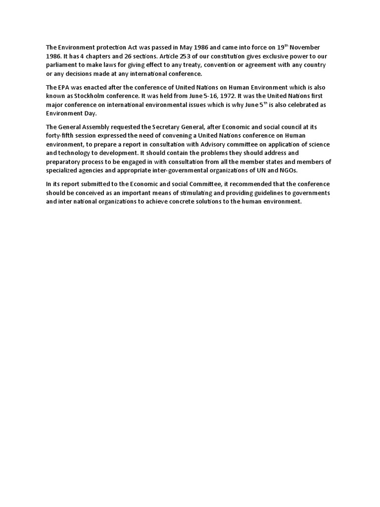 The Environment Protection Act Was Passed in May 1986 and Came Into