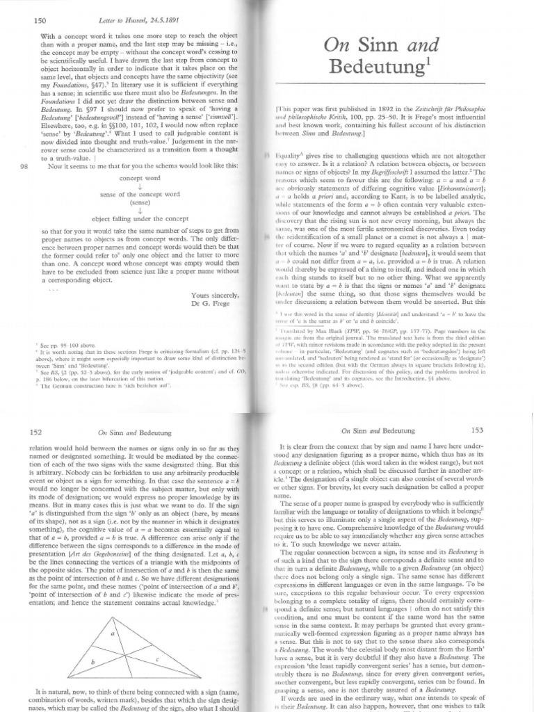 Frege On Sinn and Bedeutung PDF Adjective Clause