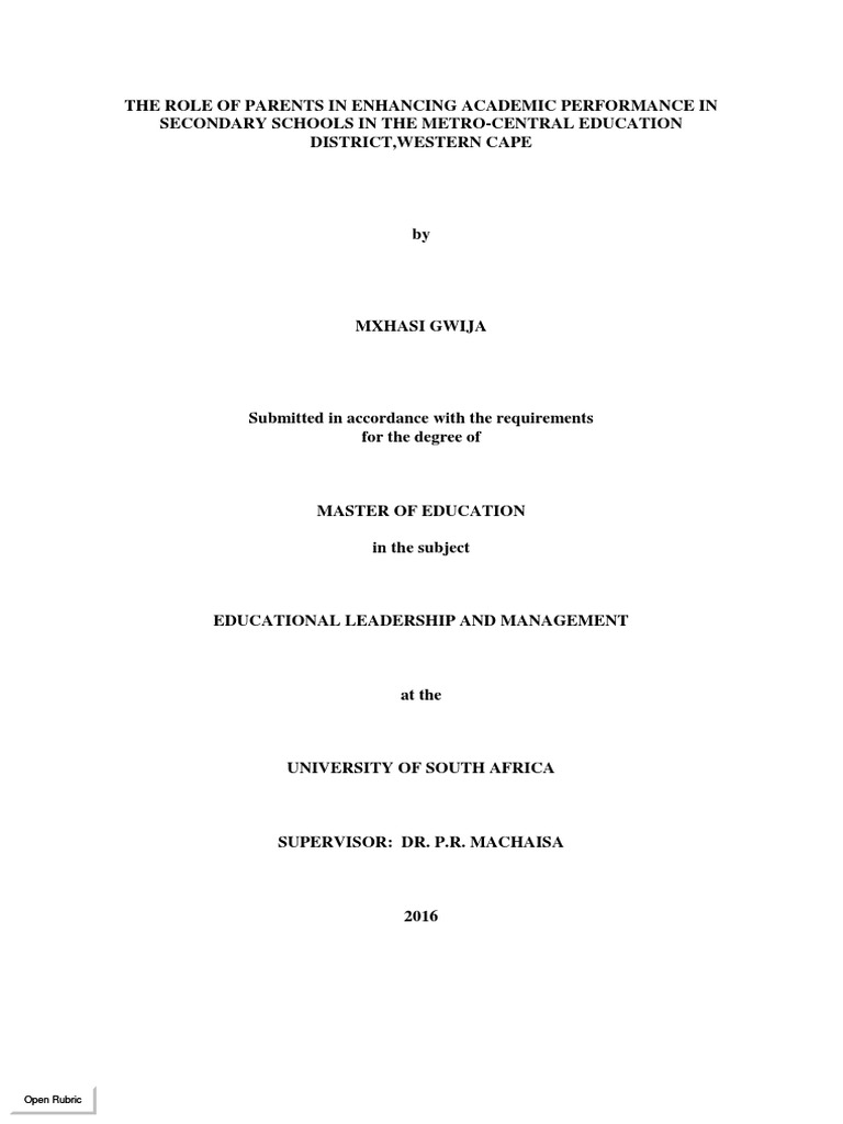 The Role of Parents in Enhancing Academi | PDF | Teachers | Schools