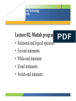 Lecture 02: Matlab Programming