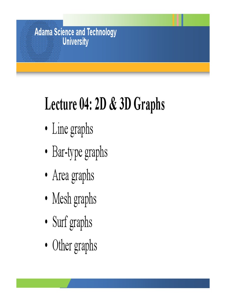 Lecture 04: 2D & 3D Graphs: - Line Graphs - Bar-Type Graphs - Area ...