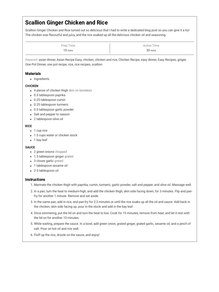 Scallion ginger chicken and rice tiffy cooks pdf