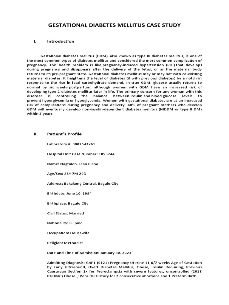Gestational Diabetes Mellitus Case Study | PDF | Gestational Diabetes ...