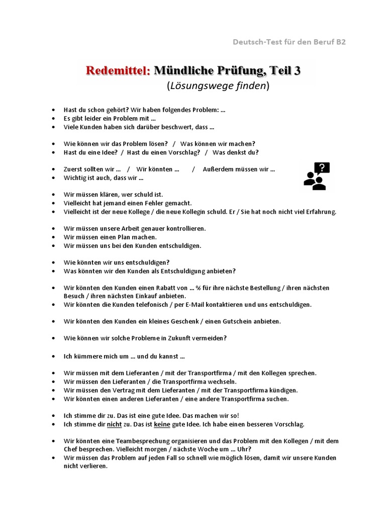 Mündliche Prüfung Redemittel B1 – WVFLYR