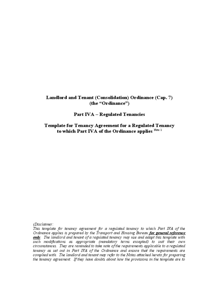 Template For Tenancy Agreement PDF Leasehold Estate Landlord