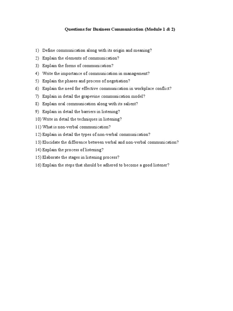 Business Communication Q&A Guide | PDF