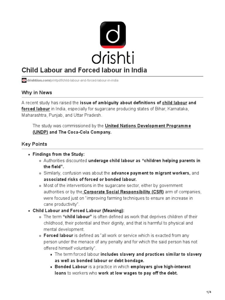 Child Labour and Forced Labour in India PDF Child Labour