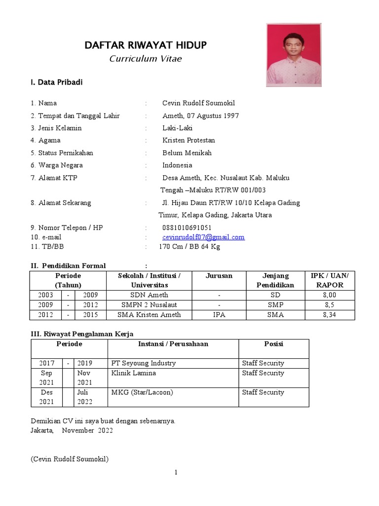 CV Cevin Edit Nov | PDF