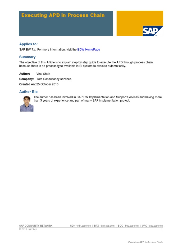Executing APD in Process Chain: Applies To | PDF | Software Engineering ...