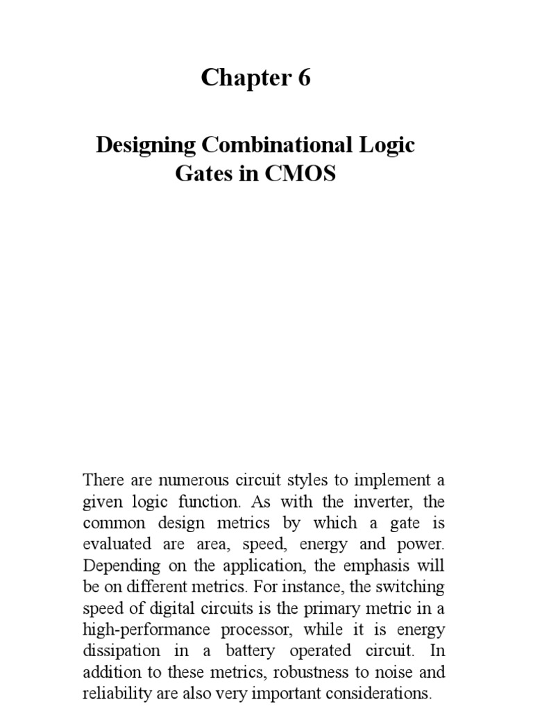 CMOS Combinational Logic Design | PDF | Logic Gate | Cmos