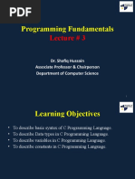 Programming Fundamentals: Lecture # 3