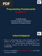 Programming Fundamentals: Lecture # 1