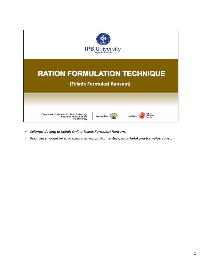 Teknik Formulasi Ransum Ternak Unggas | PDF