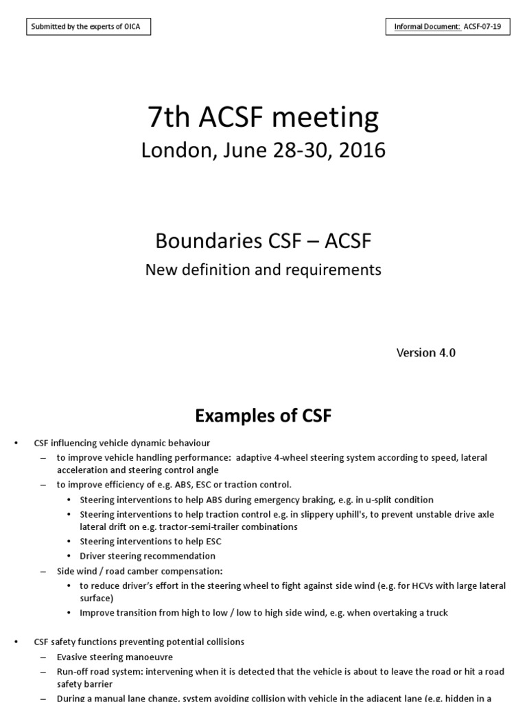 ACSF Meeting Summary and Proposals | PDF | Steering | Anti Lock Braking ...