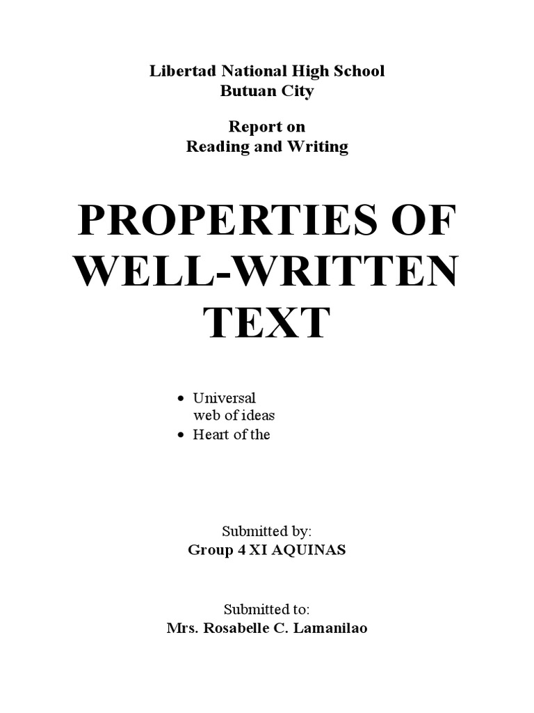 Properties of WellWritten Text PDF Primary Sources