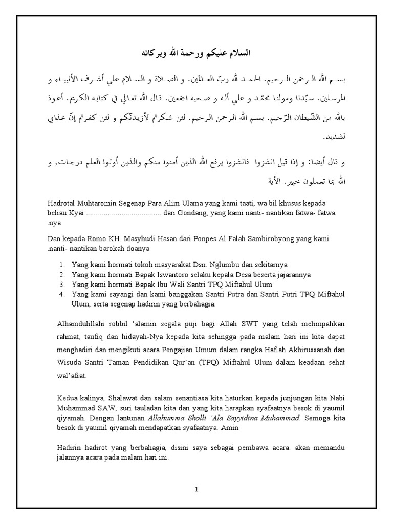 Teks MC Haflah Akhirussanah TPQ | PDF