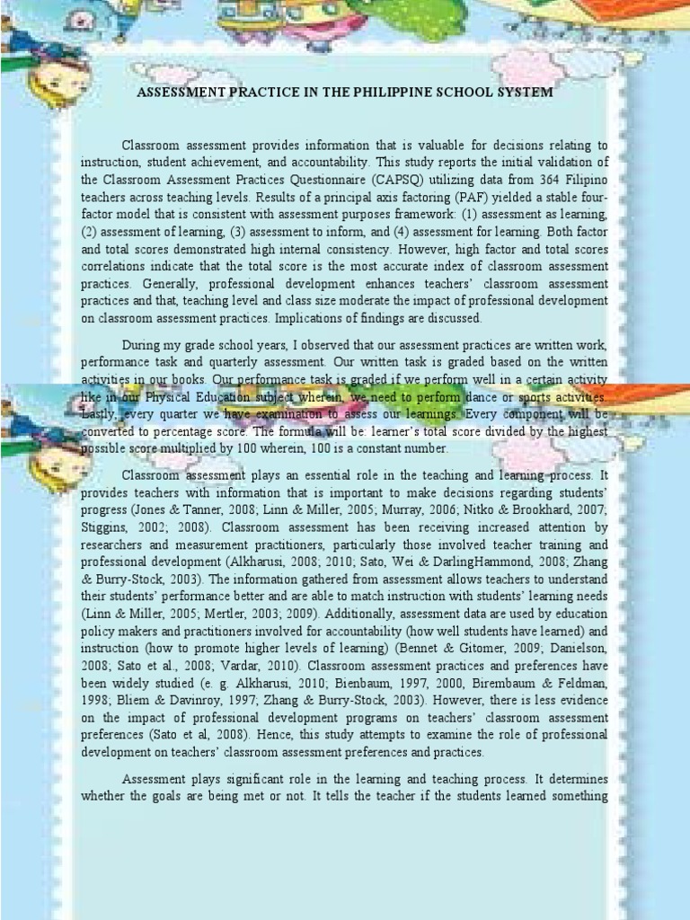 Classroom Assessment Practices in the Philippines | PDF | Educational ...