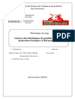 Analyses Microbiologiques Du Produits Finis Pate À Préparation Fromagère Et Rôti Poulet Fumé