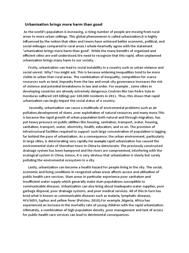 Urbanization: Harms Outweigh Benefits | PDF | Urbanization | Slum