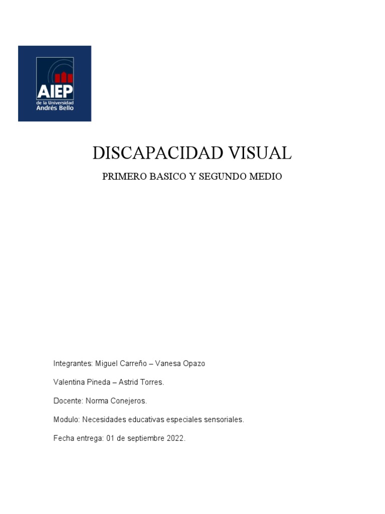 Discapacidad Visual Nee Sensoriales | PDF | Comunicación | Modificación ...