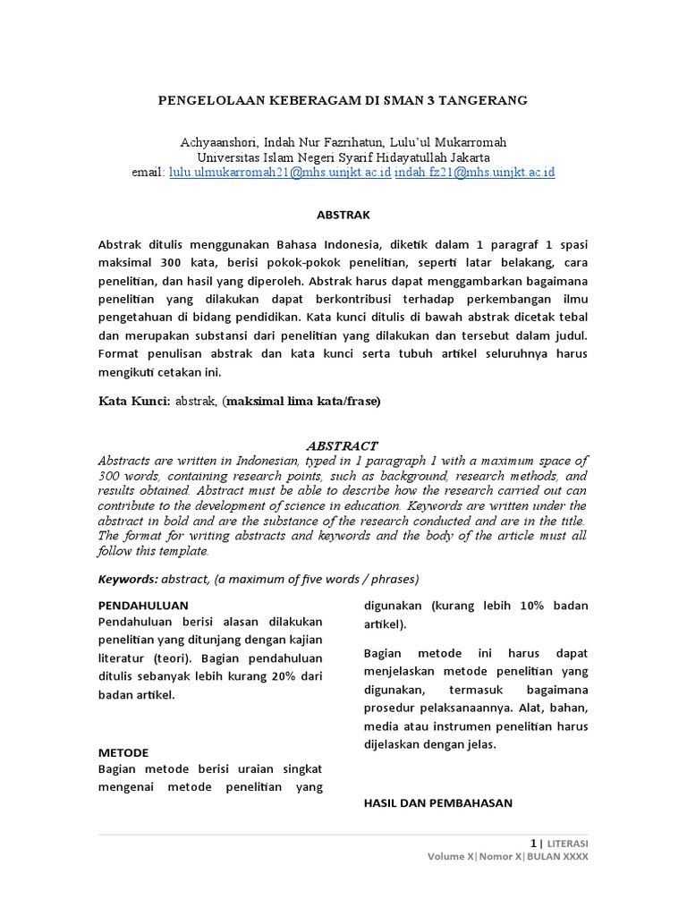 Templat Jurnal Literasi | PDF