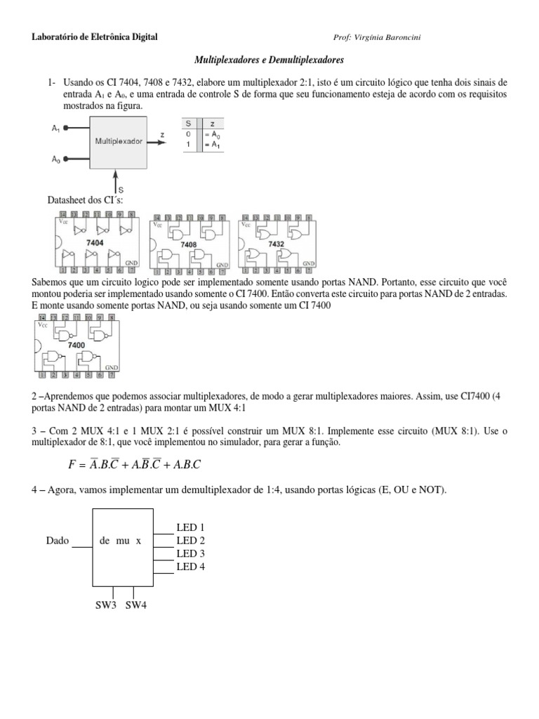 Projeto de MUX e DEMUX em Circuitos Lógicos | PDF | Computadores