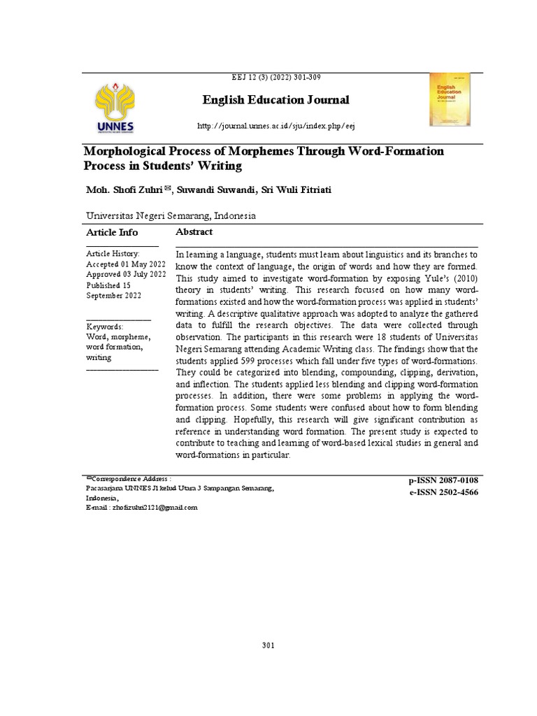 Morphological Word Formation in Writing | PDF | Word | Morphology ...
