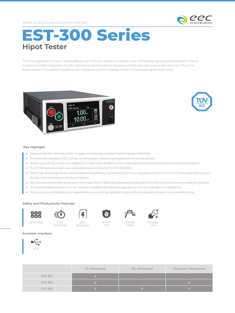 EST-300 Series Hipot Tester Overview | PDF | Alternating Current ...